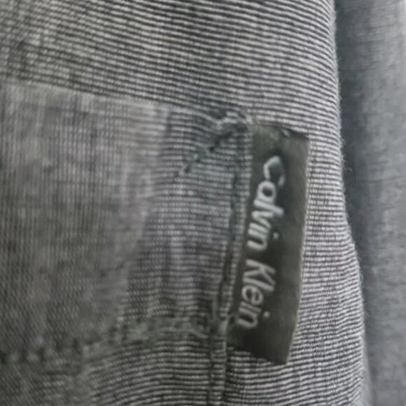 Womans Calvin Klein Medium Black Heather Long Sleeve Button Up Shirt - Picture 4 of 5